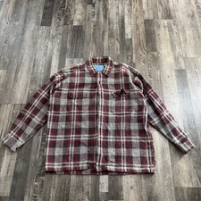 Vintage 90s Red White Grey Plaid Longsleeve Flannel Shirt Lined. Size Large