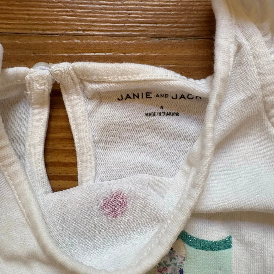 Janie and Jack Blanco Volantes Sin Mangas Verano Nadadores Gráfico Camisa TALLA 4 Foto 3 de 4