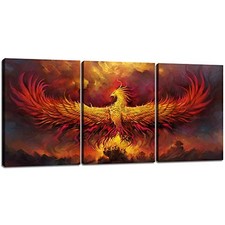 Fire Phoenix Wall Art Prints Volcanic Burning Phoenix Birds 36"W x 16"H Art-09
