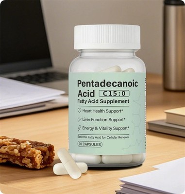 Pentadecanoic Acid Capsules, C15:0 Fatty Acid Supplement   Pure Plant-Based