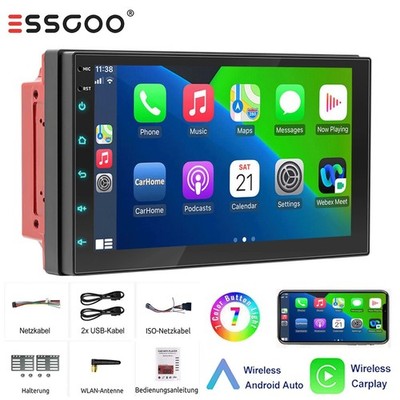 Doppel 2 DIN Autoradio 7 Zoll Carplay Android Auto AM FM SWC RDS Bluetooth USB