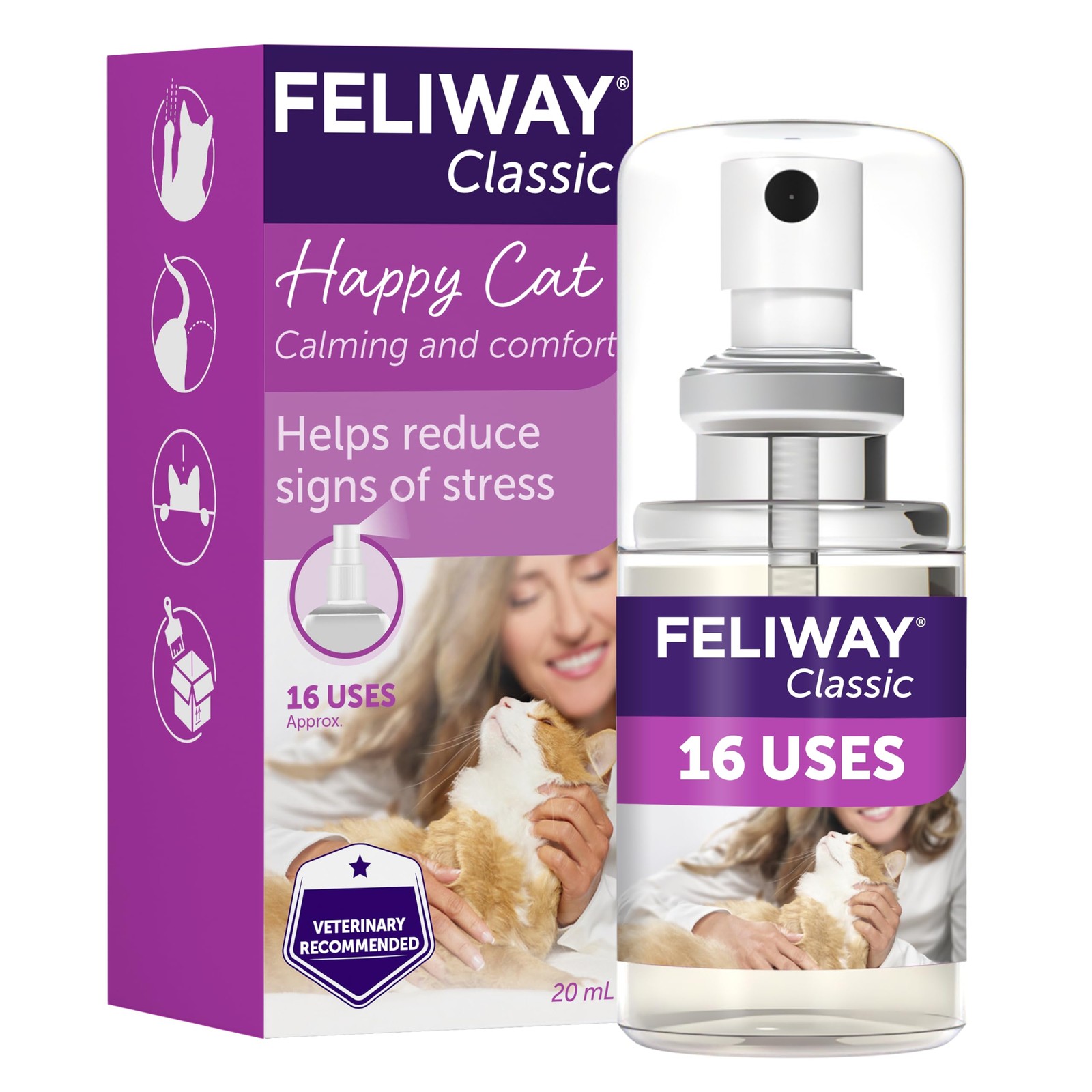 Classic 20ml Spray, Anxiety Relief Feliway Pheromone Spray For Cats With