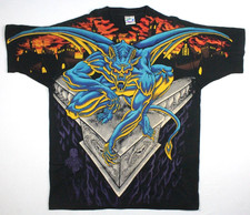 Vintage 1995 Liquid Blue Made In USA Gargoyle All Over Print T-Shirt XL AOP 90's