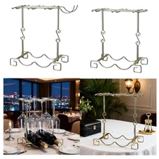 Wine Glass Stand Countertop Wine Cup Organizer for Bar 2 Bottles Countertop