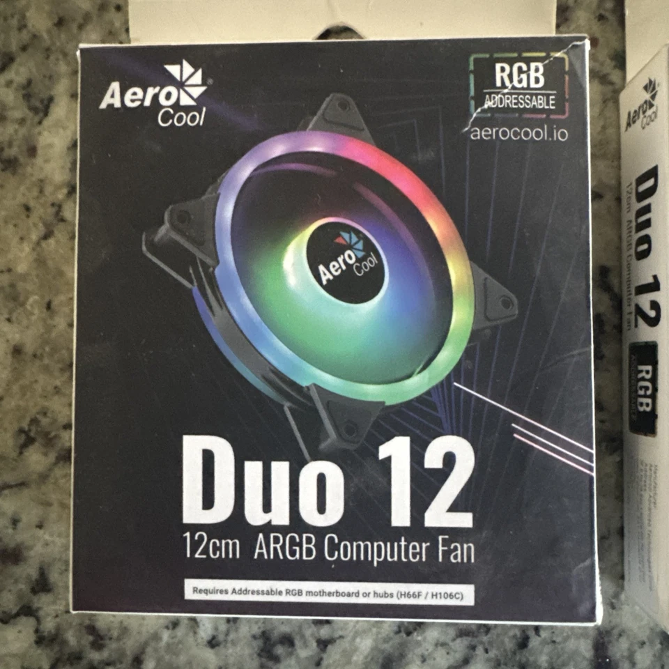 Lot of 2 Aero Cool Duo 12 - 12cm ARGB Cooling Fan - Image 2 of 3