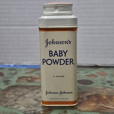 Vtg 1950s Johnson s Baby Powder Tin 4 oz Full Can Johnson Johnson Set Prop