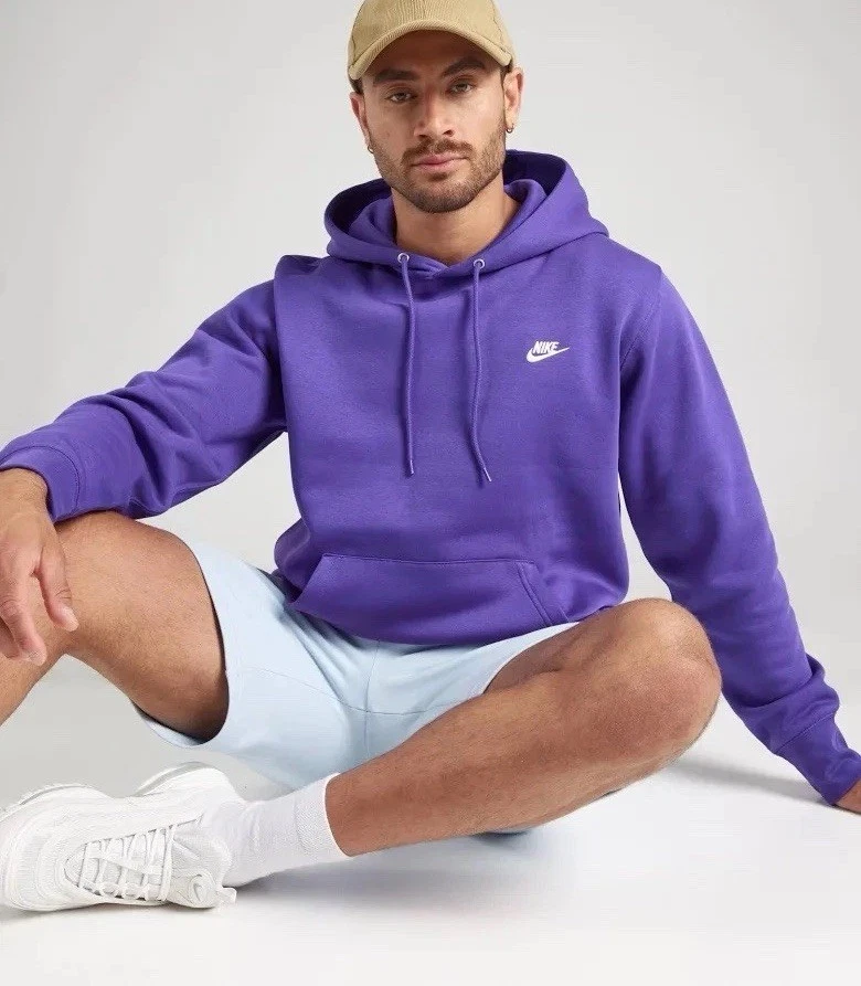 Pulôver Nike masculino tamanho G clube esportivo lã com capuz uva selvagem roxo grande novo - Imagem 3 de 4