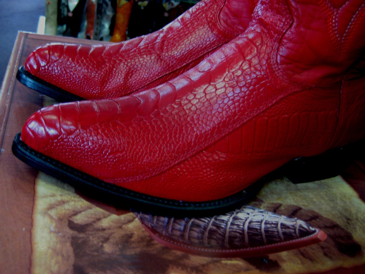 Los Altos Red Ostrich Leg Wide Cowboy Boots Size 9.5 EE LOS ALTOS MEN RED GENUINE OSTRICH LEG WESTERN COWBOY BOOT J  main image 3