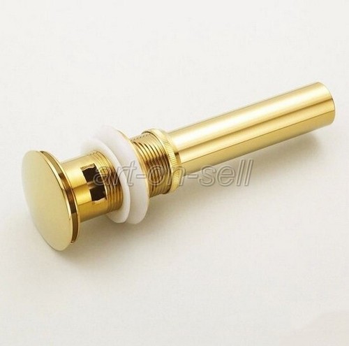 Gold Color Brass arge Cap Pop UP Sink Basin Waste / Drain With Overflow asd023 - Afbeelding 1 van 5