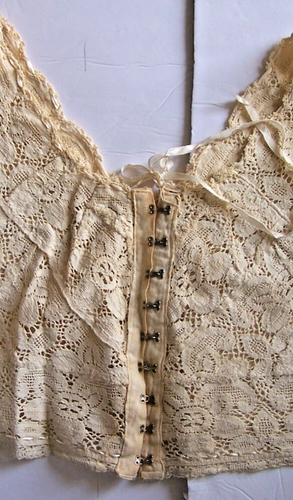 Vintage Allover Baumwolle Spitze Camisole Bralette Dessous Tank Top Haken & Ösen Verschluss - Bild 9 von 9