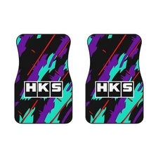 Retro 90's JDM HKS Design Car Mats (2x Front), Motorsports Racing Inspired 