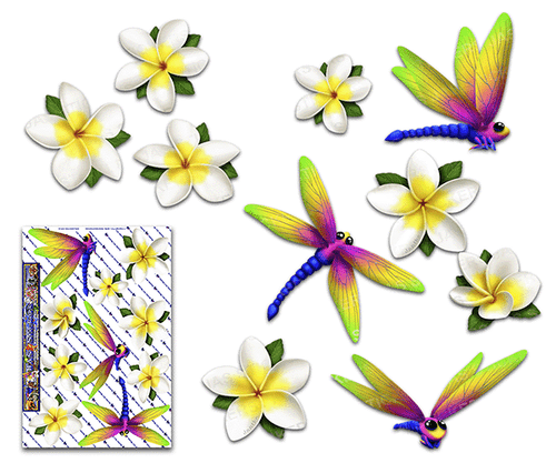 10 Pce DRAGONFLY Plumeria FLOWERS Car Stickers Pack -ST064_3- Australian Made - Picture 1 of 20