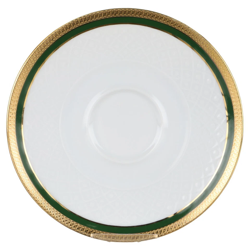 Untertasse für Kaffee D 14,5 cm Seltmann Weiden Annabell Goldrand Grün 31729