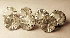 Lot 7 Antique Collectible Buttons Shank Clear Glass Prong Rhinestone 15x13mm 