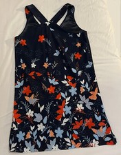 mango baby dark blue floral and leaves dress (size M)