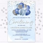 Personalised Christening Baptism Invitations, Balloons, Blue, Baby Boy, Invites