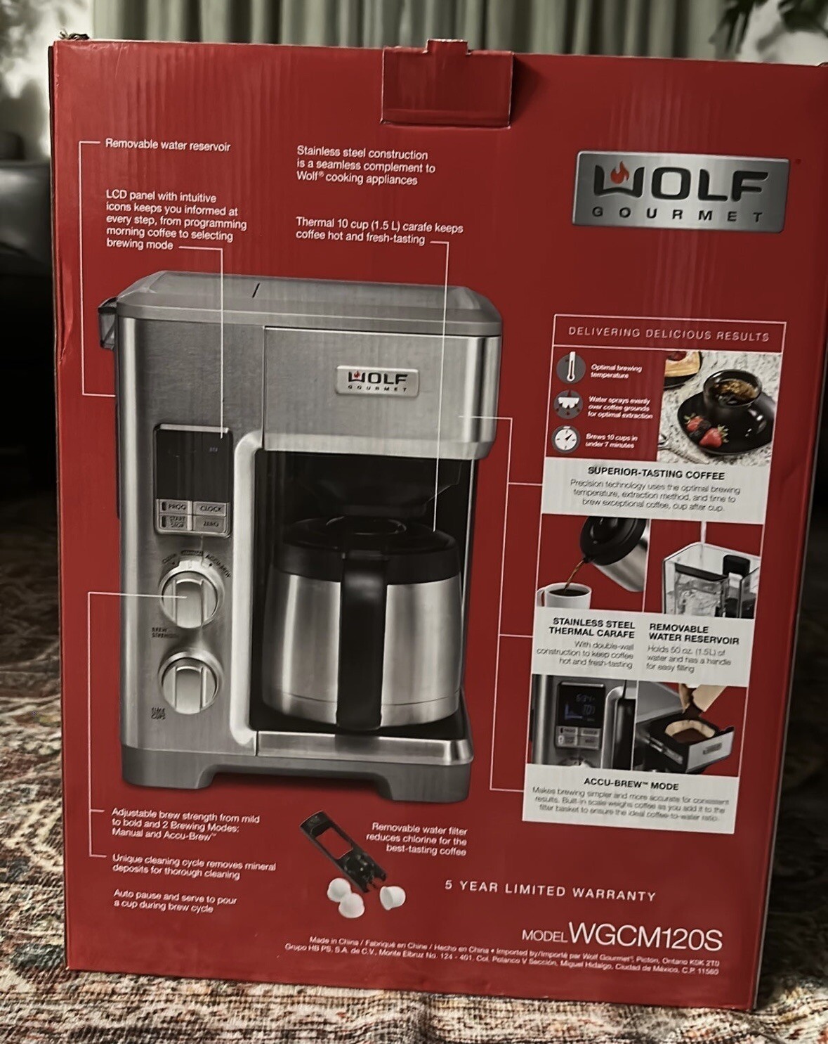 Wolf Gourmet WGCM120SR 10 Cup Filter Coffee Machine Silver for sale