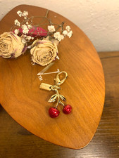 Cherry Bag Charm KeyChain Resin metal Brass Red Cherry US shipping