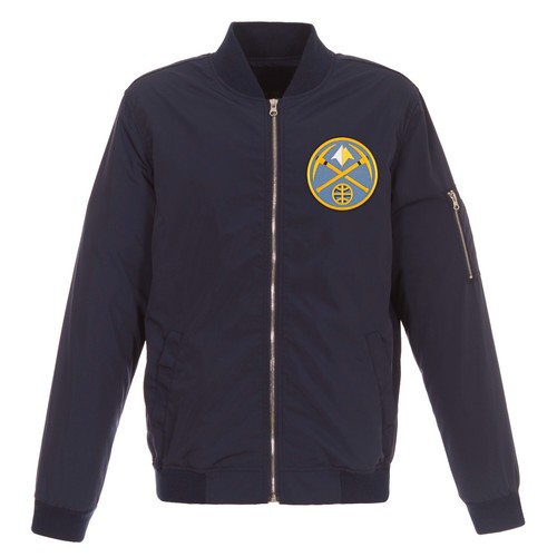 NBA  Denver Nuggets JH Design Lightweight Nylon Bomber Jacket Navy - Picture 1 of 3