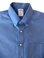 Brooks Brothers 1818 Mens Dress Shirt Sz 15-2/3 REGENT Non Iron Solid Blue Mint