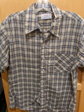 Vintage 70 s Donlin plaid Shirt Button Down Pointed Collar Short Sleeve Medium
