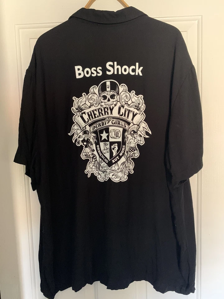 Vintage Da Vinci California Shirt Red Rockabilly Bar Bowling Roller Derby Coach - Image 3 of 4