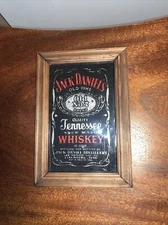 Vintage Unusual Jack Daniels  Whiskey  Bar Sign 7x10 Silver & Red Glitter Foil