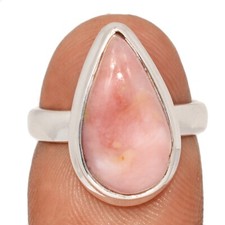 Natural Peruvian Pink Opal 925 Sterling Silver Ring Jewelry s.6 CR66720
