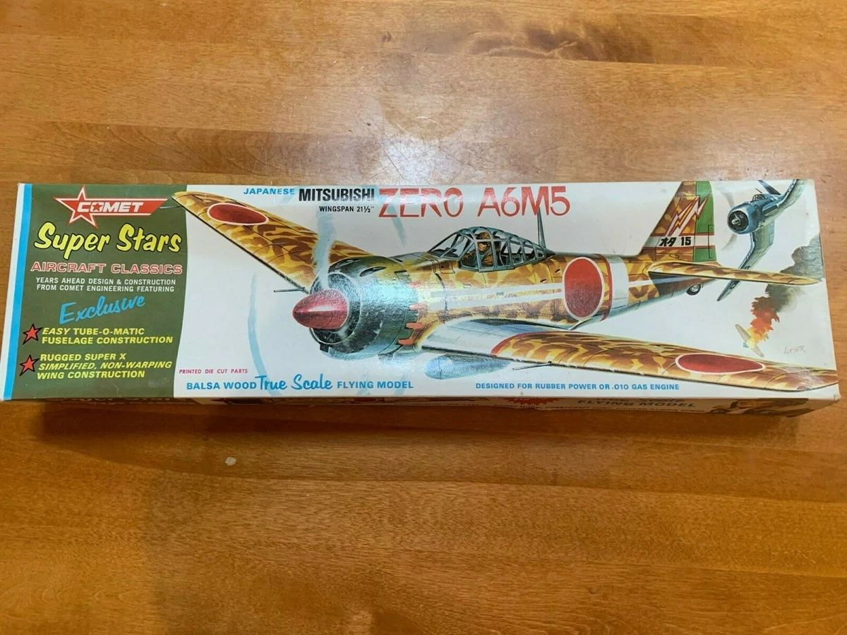 Comet 1972 Super Stars Japanese Zero A6M5 Balsa Wood Airplane Flying Model Kit