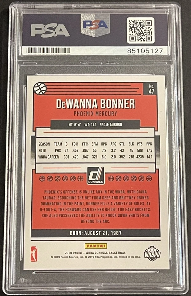 Dewanna Bonner Signed 2019 Donruss Base Card Connecticut Sun PSA/DNA Slabbed - Image 2 of 2