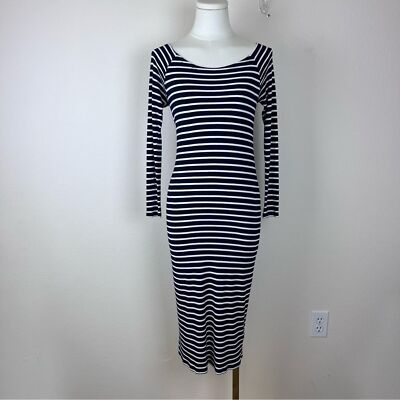 Topshop Maternity Dress Womens Eight Midi Stretch Bodycon Stripes Blue  White | eBay