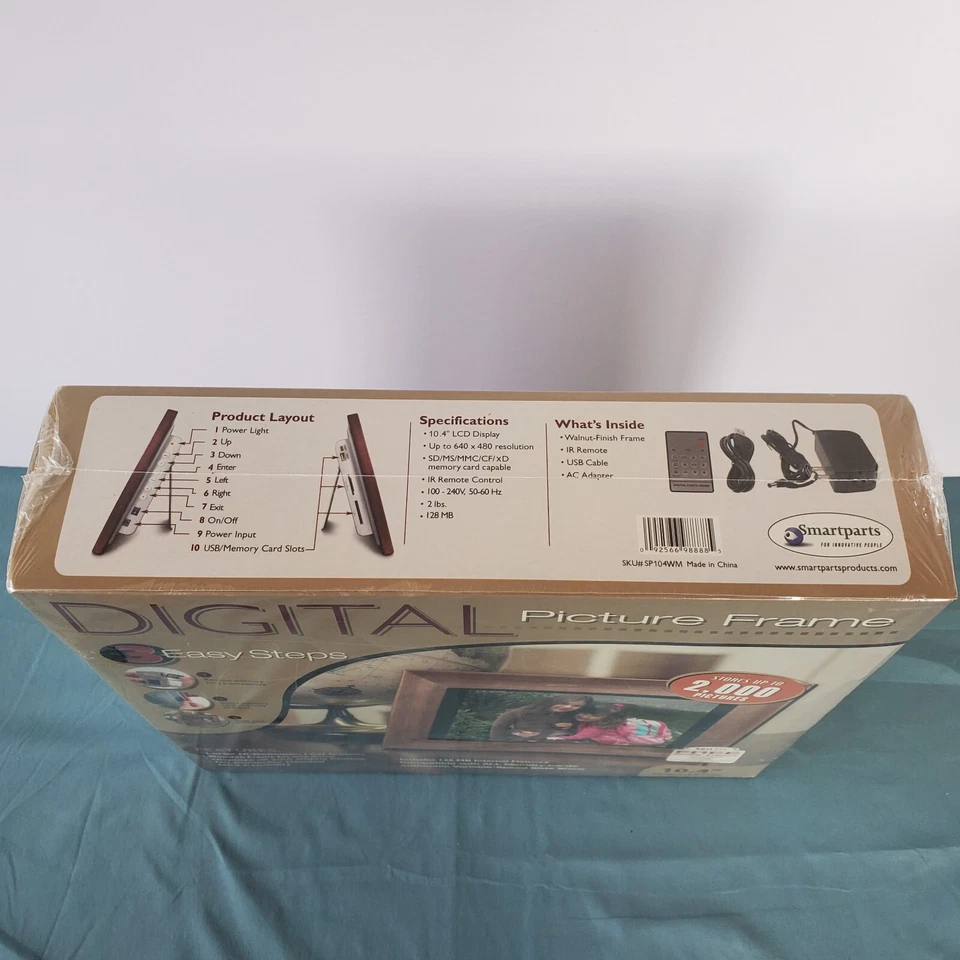 Digital picture frame 10” Inch 10.4” NEW IN BOX WOODEN FRAME BY SMARTPARTS - Image 3 of 4