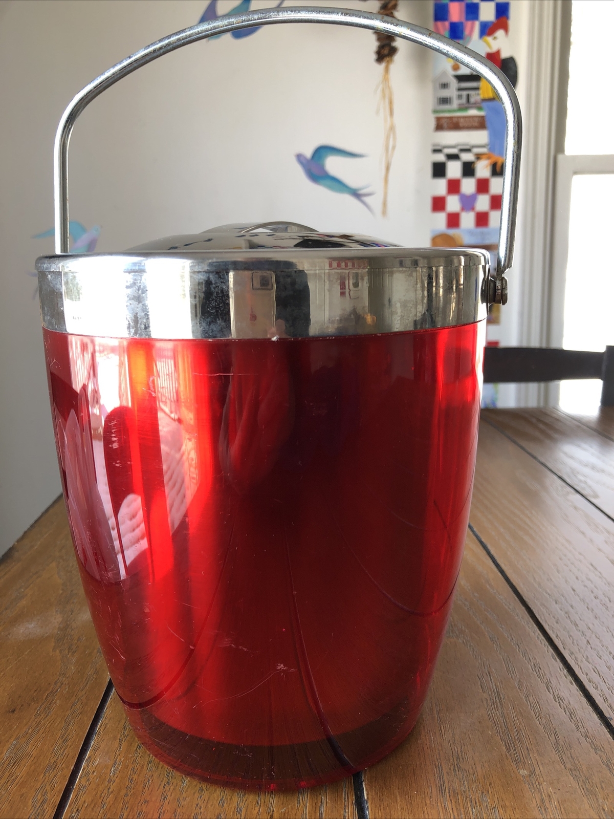 Retro Ruby Red Ice Bucket Chrome Casamoda Acrylic Lucite | eBay