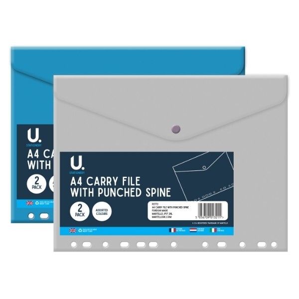 A4 Carry File with Punched Spine Pack of 2 files