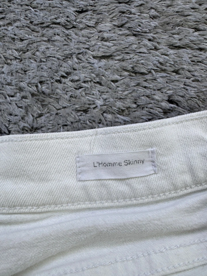 Frame Jeans Men 30 White L'Homme Skinny Slim Fit Stretch Distressed Grudge Denim - Image 4 of 4