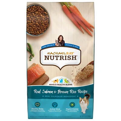 Rachael Ray Nutrish Real Salmon & Brown Rice Recipe, Dry Cat Food, 3-Pound Bag