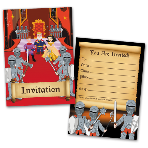 Knights Party Invitation Cards for Kids, 20 Invites & 20 Envelopes - Picture 4 of 4