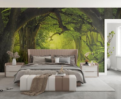 3D Green Forest Scenery Self-adhesive Removable Wallpaper Murals Wall ...