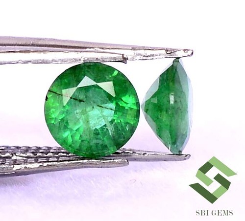 1.16 Cts Zertifiziert Natürlicher Smaragd Rund Schliff Paar 5.50 MM Unbehandelt - Bild 4 von 6