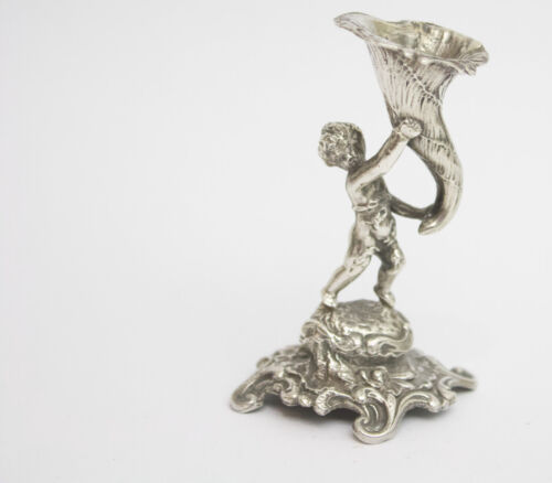 Antique solid silver Rococo miniature vase German C.1900