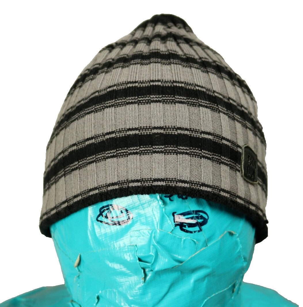 BULA Wool Blend Striped Knit Beanie Skullcap Polartec Gray  display picture 3