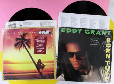 2x EDDY GRANT LPs: Going For Broke 1984 & Born Tuff 1985 EX Shrink