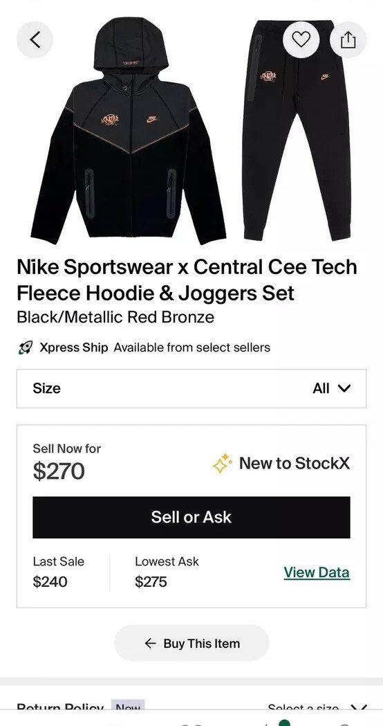 Nike Sportswear Central Cee Tech Fleece Hoodie & Joggers Nike Sportswear Central Cee Tech Fleece Hoodie & Joggers