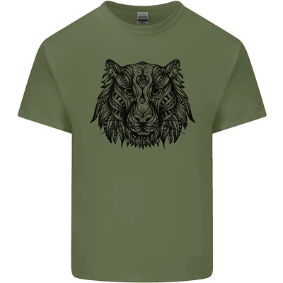 Mandala Art Tiger Herren Baumwolle T-Shirt Tee Oberteil