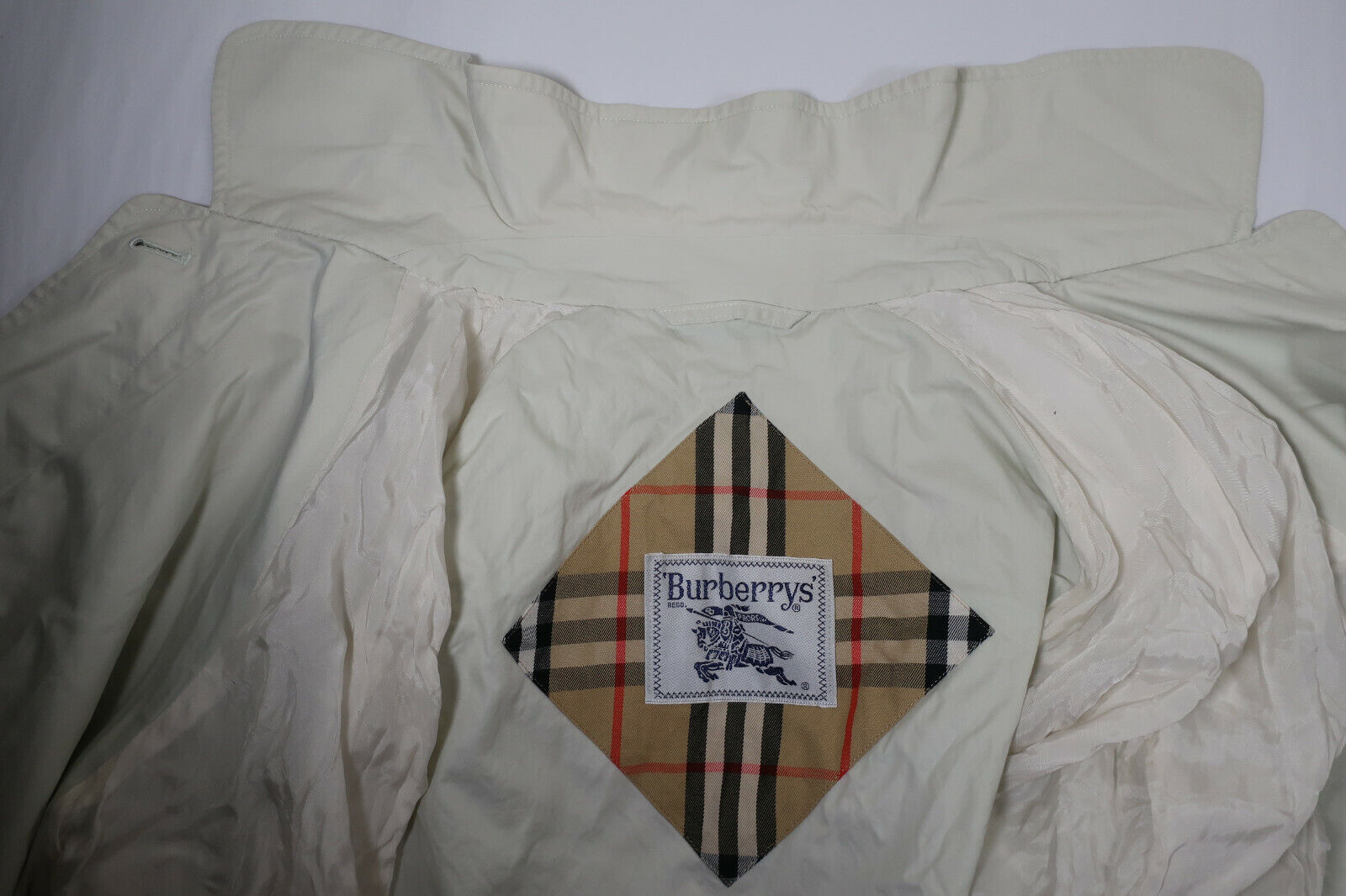 Vintage BURBERRY Bone White Trench Coat Jacket Bl… - image 3