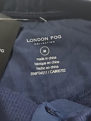 LONDON FOG COLLECTION Mens Sz M Navy Blue Waffle Knit Sweater Ls