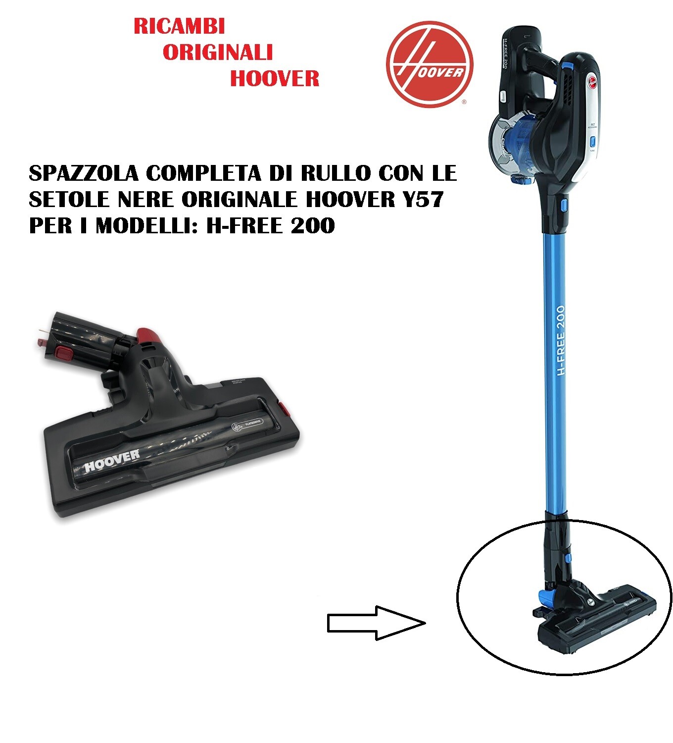 Spazzola con rullo originale Hoover H Free 200 foto 1