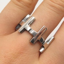 925 Sterling Silver Vintage Cross Band Ring Size 11.5