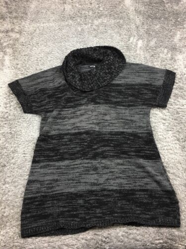 Apt 9 Sweater Top Womens Size XL Black Gray Cowl Neck Short Sleeve