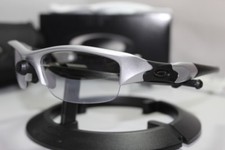 New Oakley Flak Jacket 1.0 Silver w/Titanium Clear Asian Fit 03-884J